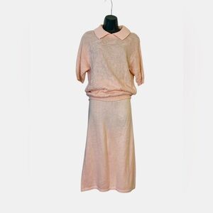 Vintage Folio By Fire Islander 2 pc Sweater Short Sleeve /skirt Size medium Pink